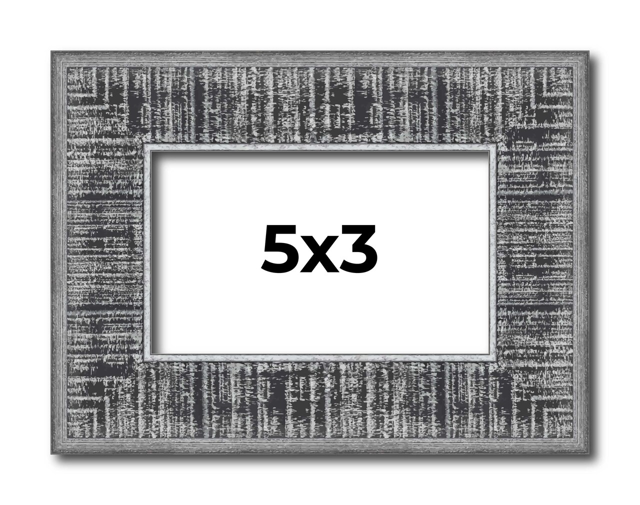 Photo Size Distressed Black Picture Frame - UV Acrylic, Foam Board Backing, Hanging Hardware